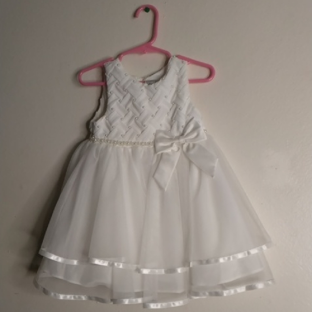 Rare Editions White A-Line Scoop Neck Sundress for Weddings / A#1